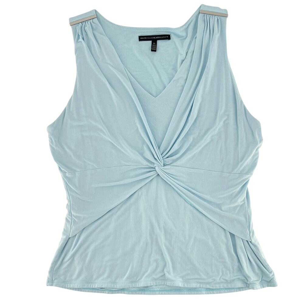 WHBM light blue twist front sleeveless top White House Black Market